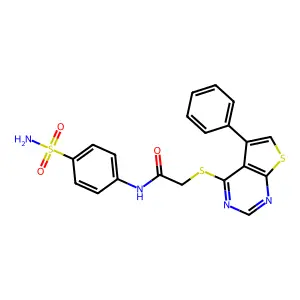 2-(5-phenylthiopheno[3,2-e]pyrimidin-4-ylthio)-N-(4-sulfamoylphenyl)acetamide structure