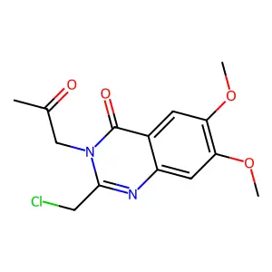 2-(Chloromethyl)-6,7-dimethoxy-3-(2-oxopropyl)-3,4-dihydroquinazolin-4-one structure