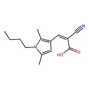 3-(1-butyl-2,5-dimethyl-1H-pyrrol-3-yl)-2-cyanoprop-2-enoic acid structure