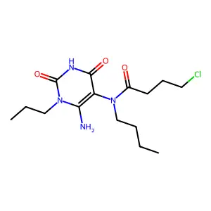 N-(6-amino-2,4-dioxo-1-propyl-1,2,3,4-tetrahydropyrimidin-5-yl)-N-butyl-4-chlorobutanamide structure