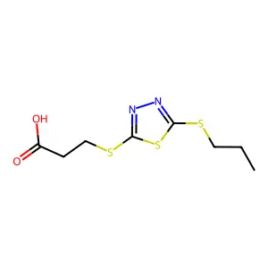 3-{[5-(Propylsulfanyl)-1,3,4-thiadiazol-2-yl]sulfanyl}propanoic acid structure