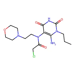 N-(6-Amino-2,4-dioxo-1-propyl-1,2,3,4-tetrahydropyrimidin-5-yl)-2-chloro-N-[2-(morpholin-4-yl)ethyl]acetamide structure