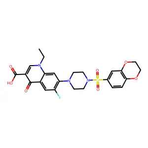 7-[4-(2,3-dihydro-1,4-benzodioxine-6-sulfonyl)piperazin-1-yl]-1-ethyl-6-fluoro-4-oxo-1,4-dihydroquinoline-3-carboxylic acid structure