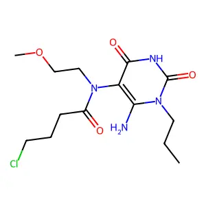N-(6-amino-2,4-dioxo-1-propyl-1,2,3,4-tetrahydropyrimidin-5-yl)-4-chloro-N-(2-methoxyethyl)butanamide structure
