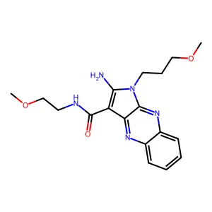 2-amino-N-(2-methoxyethyl)-1-(3-methoxypropyl)-1H-pyrrolo[2,3-b]quinoxaline-3-carboxamide structure