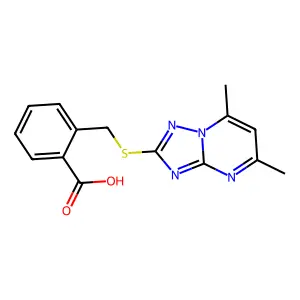 2-{[(5,7-Dimethyl[1,2,4]triazolo[1,5-a]pyrimidin-2-yl)thio]methyl}benzoic acid structure