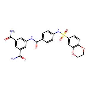 5-[[4-[[(2,3-Dihydro-1,4-benzodioxin-6-yl)sulfonyl]amino]benzoyl]amino]-1,3-benzenedicarboxamide structure