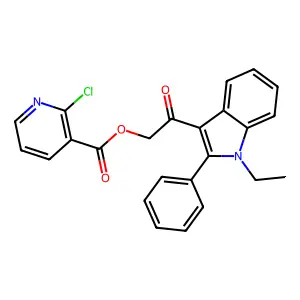 2-(1-ethyl-2-phenyl-1H-indol-3-yl)-2-oxoethyl 2-chloropyridine-3-carboxylate structure