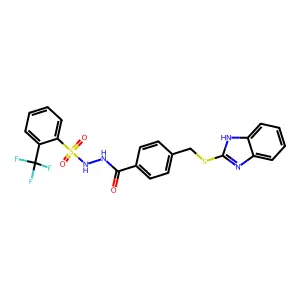 4-[(1H-Benzimidazol-2-ylthio)methyl]benzoic acid 2-[[2-(trifluoromethyl)phenyl]sulfonyl]hydrazide structure