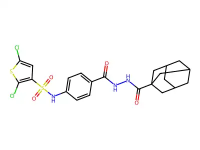 n-(4-{[(adamantan-1-yl)formohydrazido]carbonyl}phenyl)-2,5-dichlorothiophene-3-sulfonamide structure