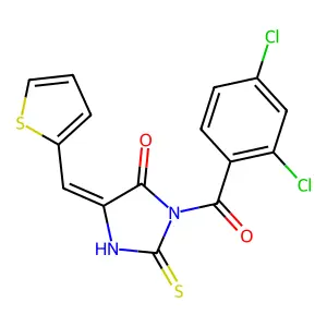 3-(2,4-dichlorobenzoyl)-2-sulfanylidene-5-(thiophen-2-ylmethylidene)imidazolidin-4-one structure