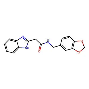 2-(1H-benzimidazol-2-yl)-N-(1,3-benzodioxol-5-ylmethyl)acetamide structure