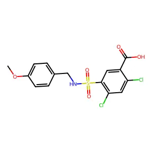 2,4-Dichloro-5-{[(4-methoxyphenyl)methyl]sulfamoyl}benzoic acid structure