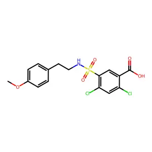2,4-Dichloro-5-{[2-(4-methoxyphenyl)ethyl]sulfamoyl}benzoic acid structure