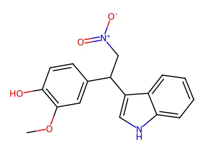 4-[1-(1H-indol-3-yl)-2-nitroethyl]-2-methoxyphenol structure