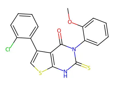 5-(2-chlorophenyl)-3-(2-methoxyphenyl)-2-sulfanyl-3H,4H-thieno[2,3-d]pyrimidin-4-one structure