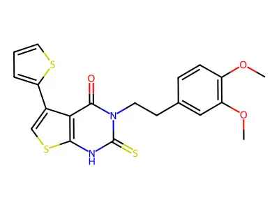 3-[2-(3,4-dimethoxyphenyl)ethyl]-2-sulfanyl-5-(thiophen-2-yl)-3H,4H-thieno[2,3-d]pyrimidin-4-one structure