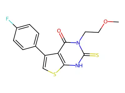 5-(4-fluorophenyl)-3-(2-methoxyethyl)-2-sulfanyl-3H,4H-thieno[2,3-d]pyrimidin-4-one structure