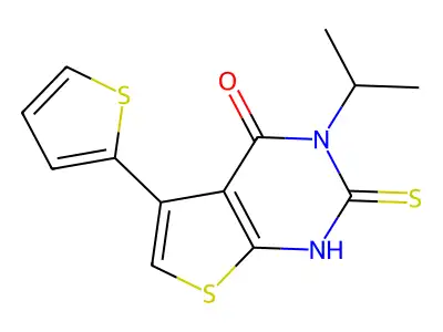 3-(propan-2-yl)-2-sulfanyl-5-(thiophen-2-yl)-3H,4H-thieno[2,3-d]pyrimidin-4-one structure