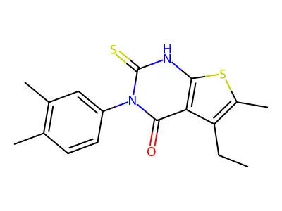 3-(3,4-dimethylphenyl)-5-ethyl-6-methyl-2-sulfanyl-3H,4H-thieno[2,3-d]pyrimidin-4-one structure