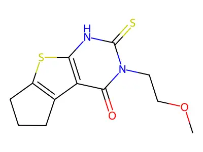 11-(2-Methoxyethyl)-10-sulfanyl-7-thia-9,11-diazatricyclo[6.4.0.0,2,6]dodeca-1(8),2(6),9-trien-12-one structure