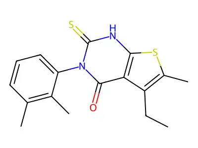 3-(2,3-dimethylphenyl)-5-ethyl-6-methyl-2-sulfanyl-3H,4H-thieno[2,3-d]pyrimidin-4-one structure