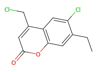 6-chloro-4-(chloromethyl)-7-ethyl-2H-chromen-2-one structure