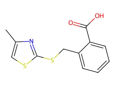 2-{[(4-Methyl-1,3-thiazol-2-yl)sulfanyl]methyl}benzoic acid structure