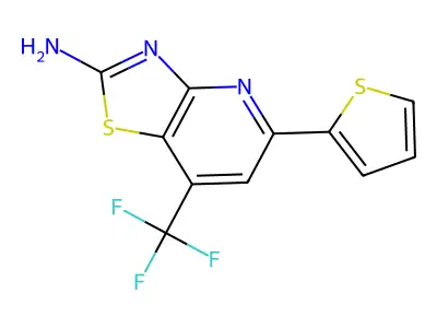 5-(Thiophen-2-yl)-7-(trifluoromethyl)-[1,3]thiazolo[4,5-b]pyridin-2-amine structure