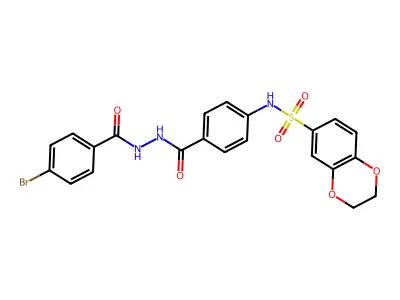 4-Bromobenzoic acid 2-[4-[[(2,3-dihydro-1,4-benzodioxin-6-yl)sulfonyl]amino]benzoyl]hydrazide structure