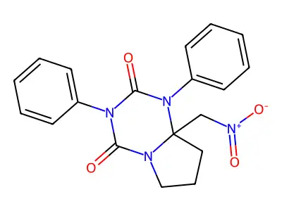 8a-Nitromethyl-1,3-diphenyltetrahydropyrrolo[1,2-a][1,3,5]triazine-2,4-dione structure