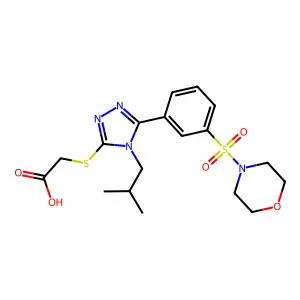 2-{[4-(2-methylpropyl)-5-[3-(morpholine-4-sulfonyl)phenyl]-4H-1,2,4-triazol-3-yl]sulfanyl}acetic acid structure