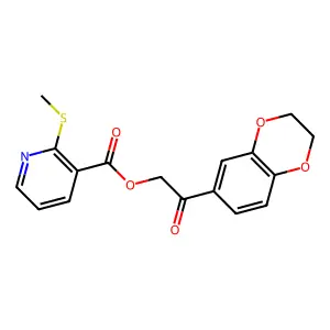 2-(2,3-Dihydrobenzo[b][1,4]dioxin-6-yl)-2-oxoethyl 2-(methylthio)nicotinate structure