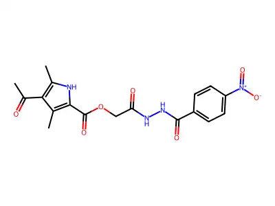 [2-[2-(4-nitrobenzoyl)hydrazinyl]-2-oxoethyl] 4-acetyl-3,5-dimethyl-1H-pyrrole-2-carboxylate structure