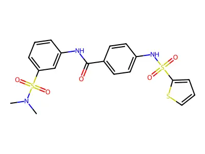 N-[3-(dimethylsulfamoyl)phenyl]-4-(thiophen-2-ylsulfonylamino)benzamide structure