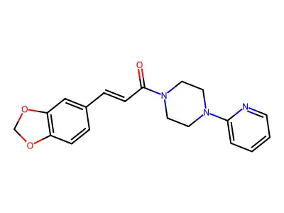 3-benzo[1,3]dioxol-5-yl-1-(4-pyridin-2-ylpiperazin-1-yl)prop-2-en-1-one structure