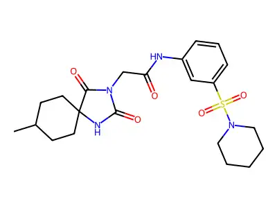 2-(8-methyl-2,4-dioxo-1,3-diazaspiro[4.5]decan-3-yl)-N-(3-piperidin-1-ylsulfonylphenyl)acetamide structure