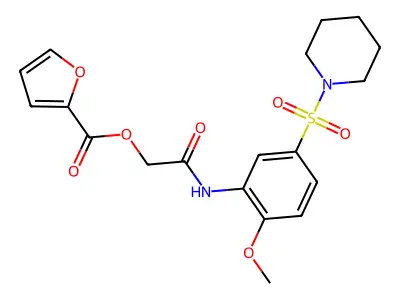 [2-(2-Methoxy-5-piperidin-1-ylsulfonylanilino)-2-oxoethyl] furan-2-carboxylate structure
