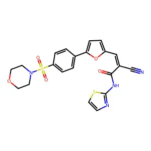 (E)-2-cyano-3-[5-(4-morpholin-4-ylsulfonylphenyl)furan-2-yl]-N-(1,3-thiazol-2-yl)prop-2-enamide structure