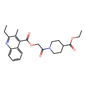 [2-(4-ethoxycarbonylpiperidin-1-yl)-2-oxoethyl] 2-ethyl-3-methylquinoline-4-carboxylate structure