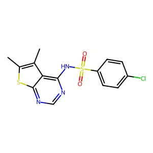 4-chloro-N-(5,6-dimethylthieno[2,3-d]pyrimidin-4-yl)benzenesulfonamide structure