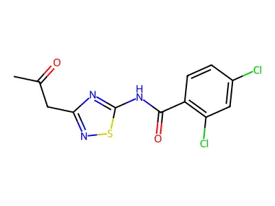 2,4-dichloro-N-[3-(2-oxopropyl)-1,2,4-thiadiazol-5-yl]benzamide structure