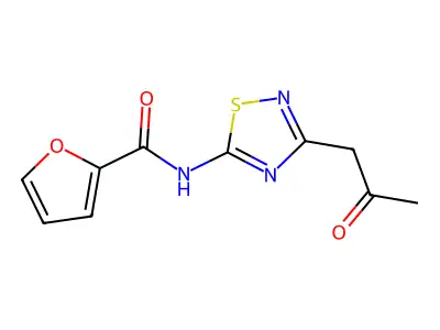 N-(3-(2-oxopropyl)-1,2,4-thiadiazol-5-yl)furan-2-carboxamide structure