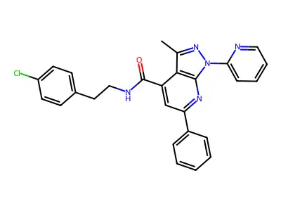 N-[2-(4-Chlorophenyl)ethyl]-3-methyl-6-phenyl-1-(2-pyridinyl)-1H-pyrazolo[3,4-b]pyridine-4-carboxamide structure