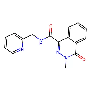 3-methyl-4-oxo-N-(pyridin-2-ylmethyl)-3,4-dihydrophthalazine-1-carboxamide structure