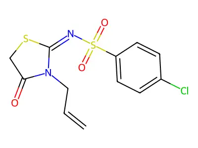 4-chloro-N-(4-oxo-3-prop-2-enyl-1,3-thiazolidin-2-ylidene)benzenesulfonamide structure