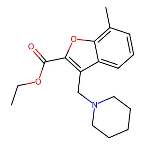 Ethyl 7-methyl-3-(piperidin-1-ylmethyl)-1-benzofuran-2-carboxylate structure