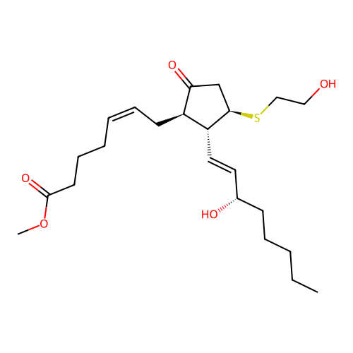 11-deoxy-11alpha-(2-hydroxyethylthio)-prostaglandin E2 methyl ester structure
