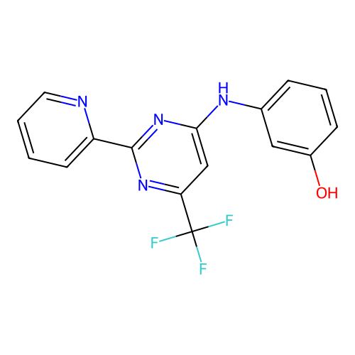 Phenol, 3-[[2-(2-pyridinyl)-6-(trifluoromethyl)-4-pyrimidinyl]amino]- structure