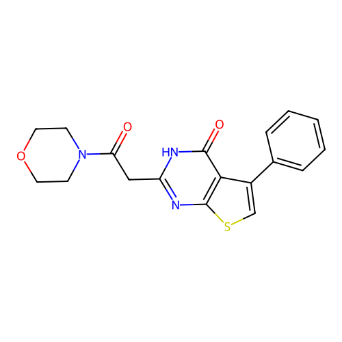 2-(2-Morpholin-4-yl-2-oxoethyl)-5-phenyl-3-hydrothiopheno[2,3-d]pyrimidin-4-on e structure